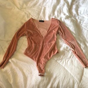 Pretty little thing pink velvet one piece